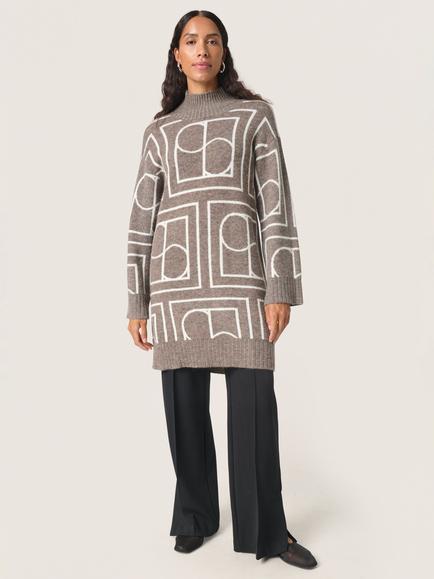 Soaked in Luxury SLHedaya Knit Dress, Coffee/White