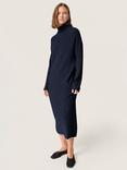 Soaked In Luxury Sanja Roll Neck Wool Cotton Blend Maxi Dress, Night Sky