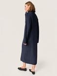 Soaked In Luxury Sanja Roll Neck Wool Cotton Blend Maxi Dress, Night Sky
