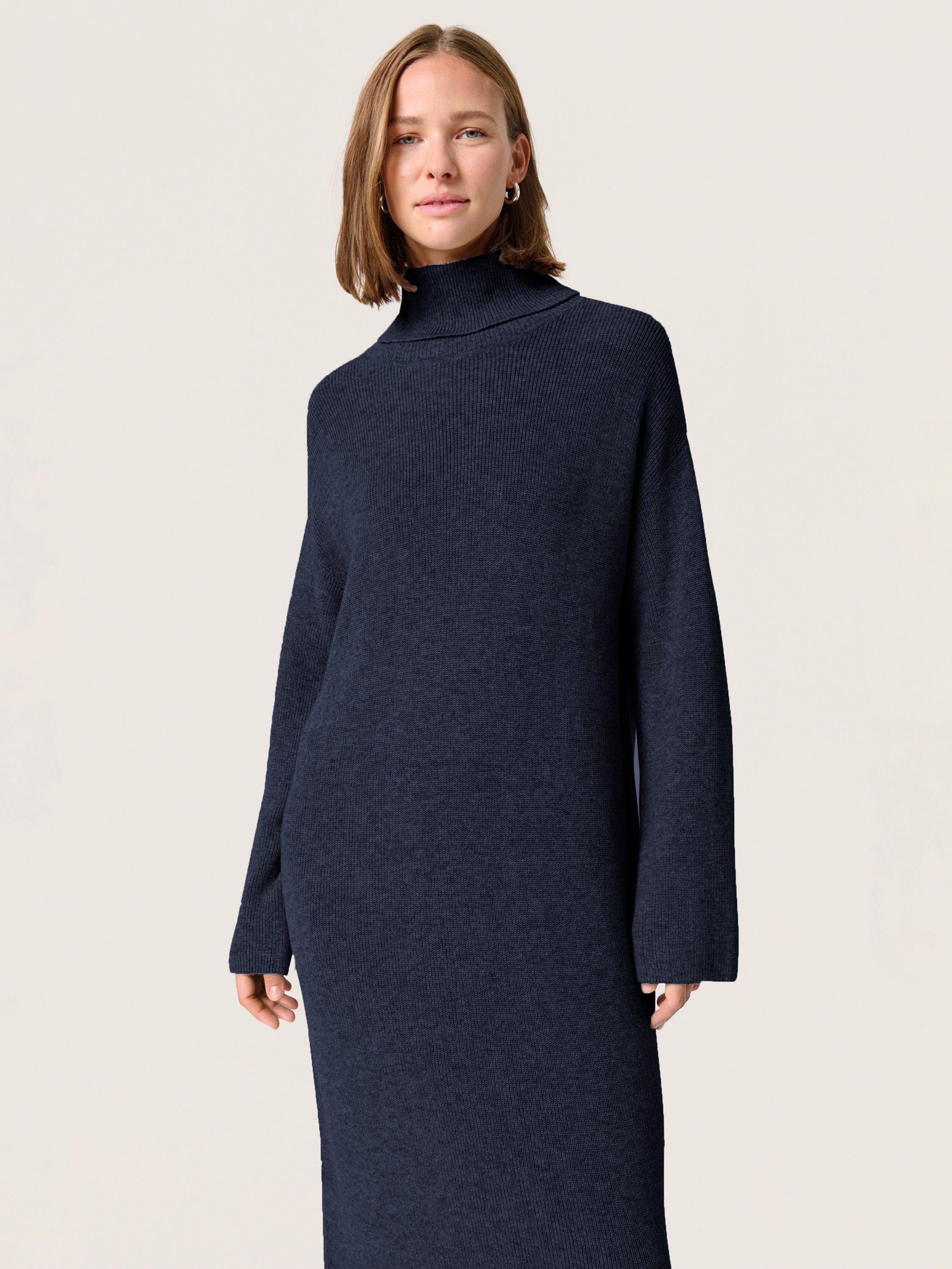 Product image 3 of 5, which shows Soaked In Luxury Sanja Roll Neck Wool Cotton Blend Maxi Dress, Night Sky, XS