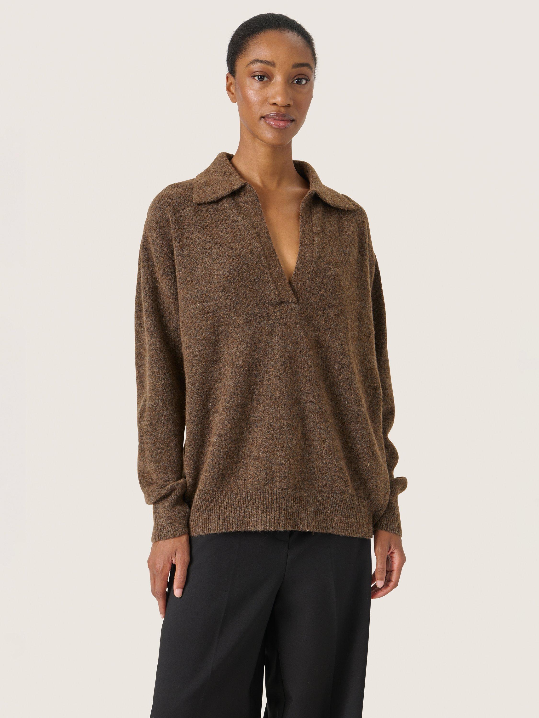 Product image 1 of 6, which shows Soaked In Luxury Selta Polo Jumper, Coffee Quartz, XS