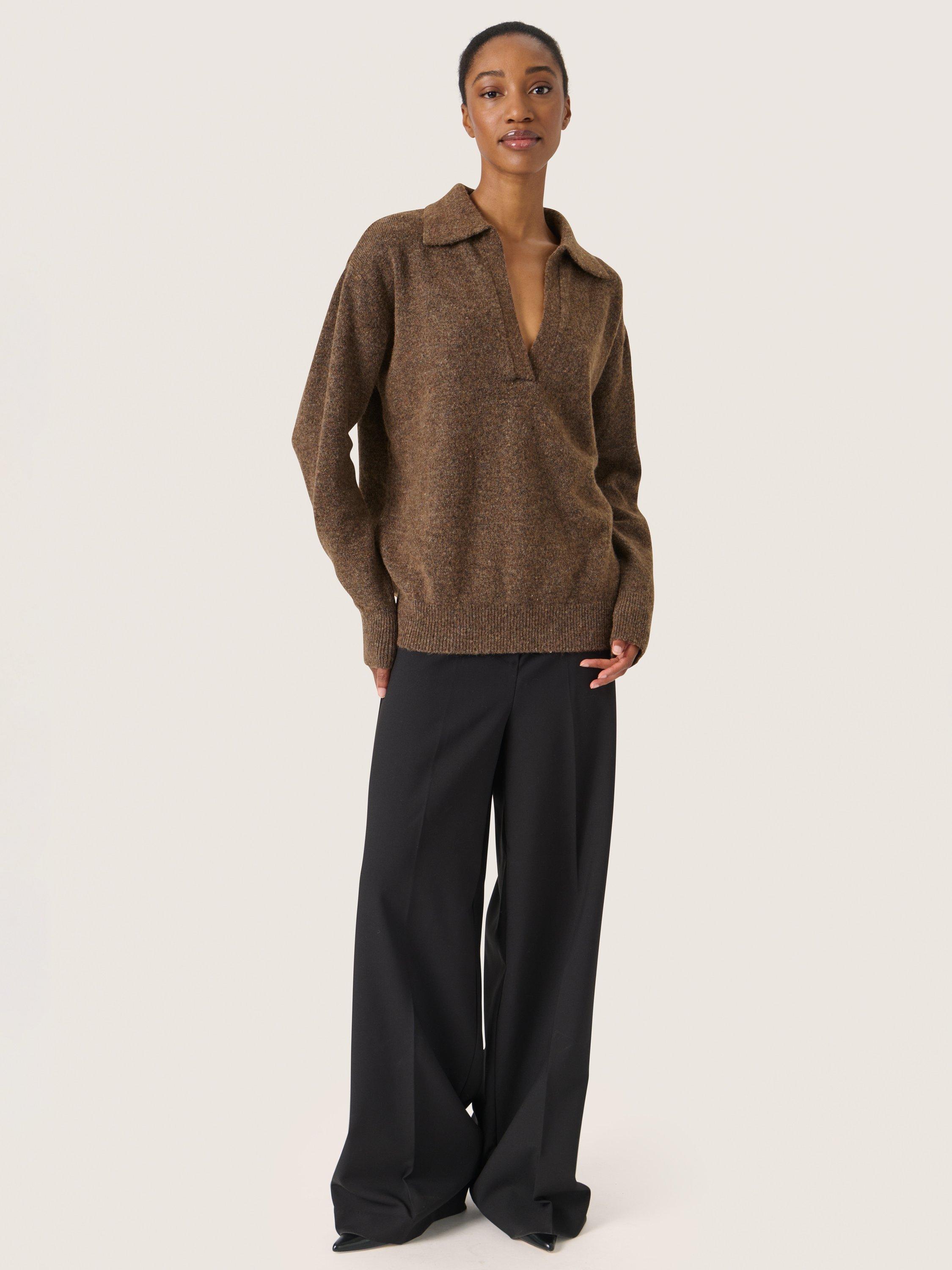 Product image 3 of 6, which shows Soaked In Luxury Selta Polo Jumper, Coffee Quartz, XS