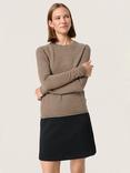 Soaked In Luxury Molina Pure Wool Jumper, Coffee Quartz