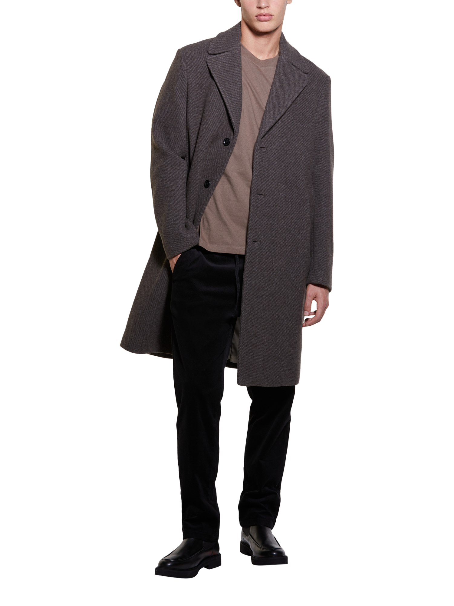 Product image 3 of 5, which shows SISLEY Wool Blend Single Breasted Trench Coat, Brown, 40R