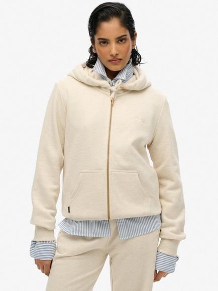 Superdry Essential Logo Zip Hoodie, Light Oat Marl