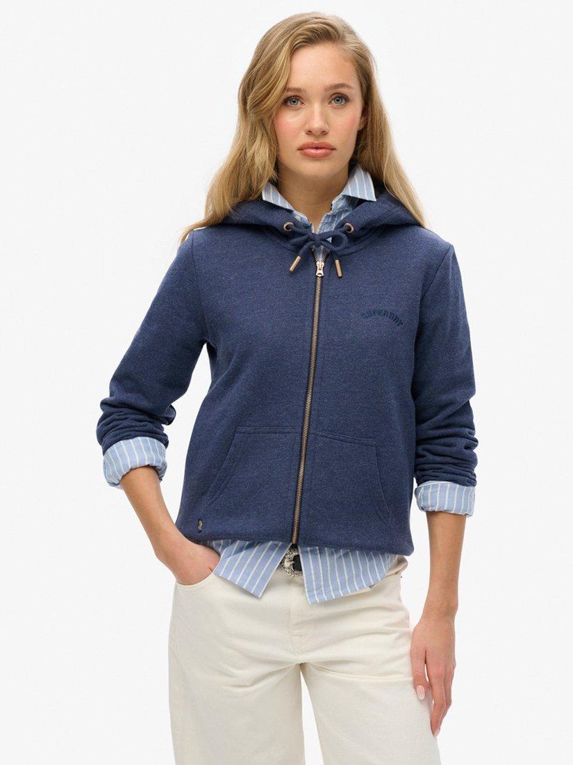 Product image 1 of 5, which shows Superdry Essential Logo Zip Hoodie, Princeton Blue Marl, 8