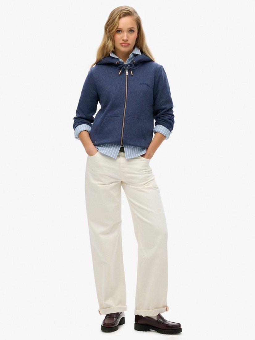 Product image 3 of 5, which shows Superdry Essential Logo Zip Hoodie, Princeton Blue Marl, 8
