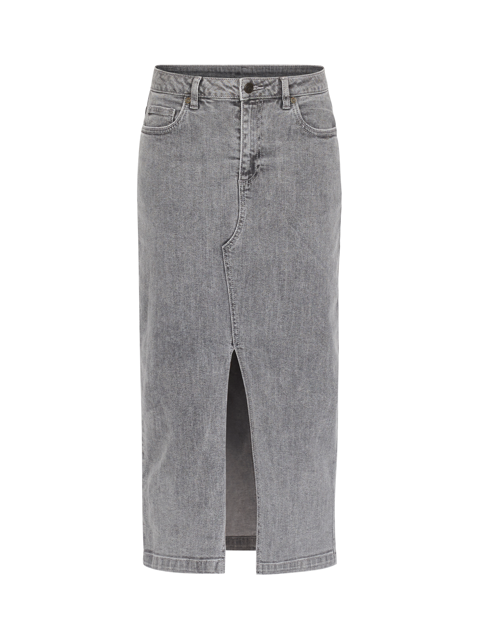 Product image 3 of 4, which shows Sisters Point Olia Denim Midi Skirt, Light Grey Wash, XS