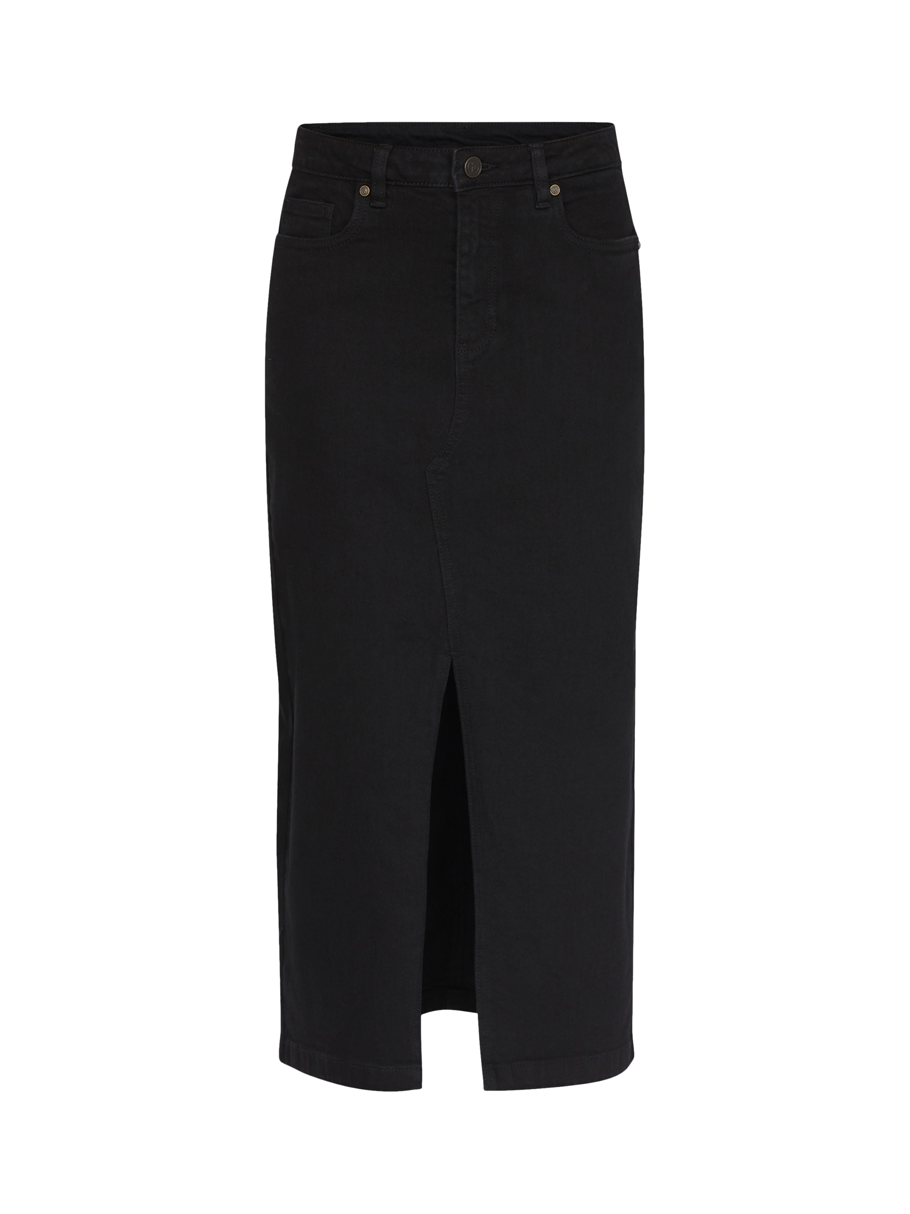Product image 3 of 4, which shows Sisters Point Olia Denim Midi Skirt, Black, XS