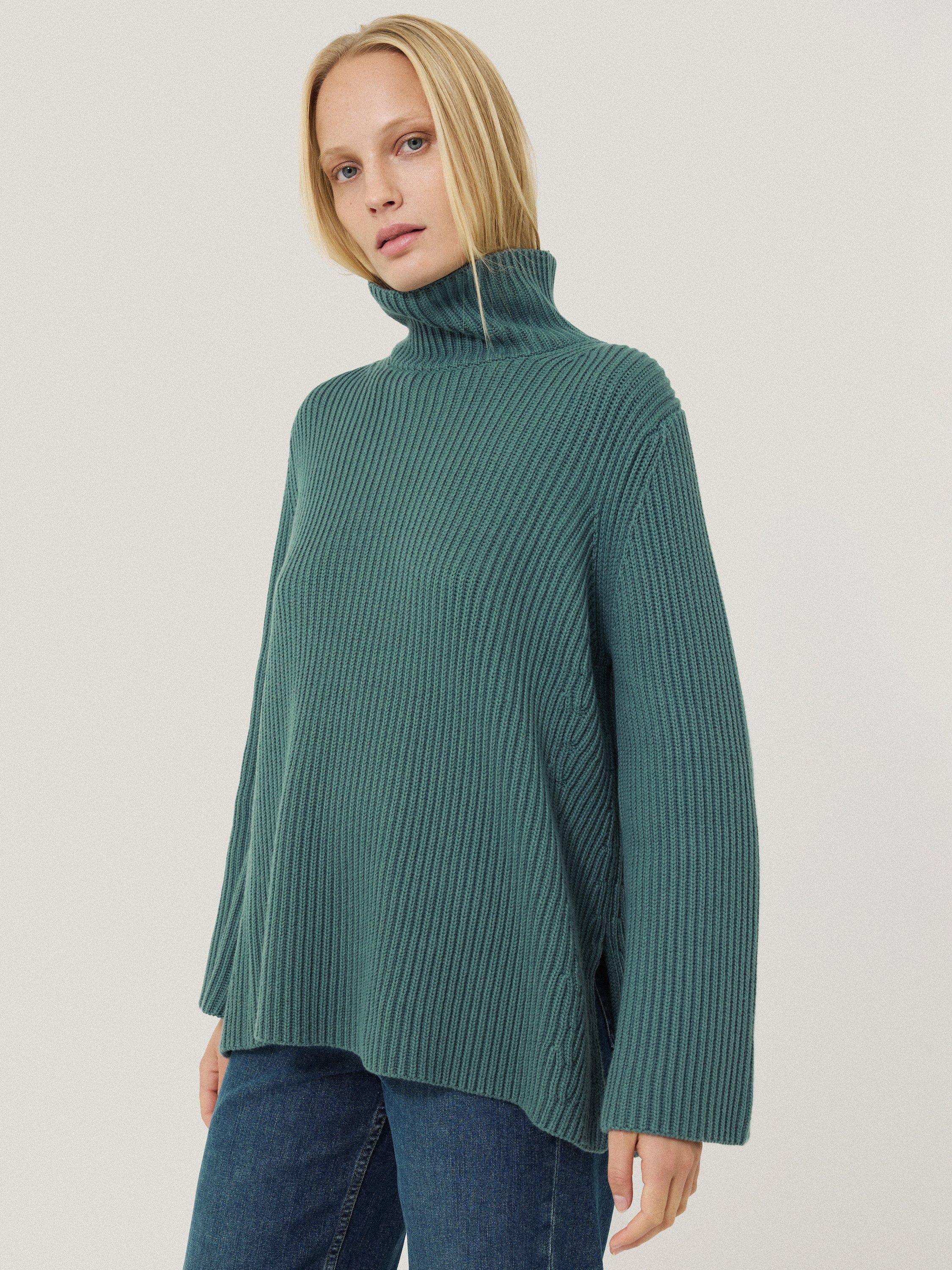 Product image 1 of 7, which shows Jigsaw Faroe Fisherman Knit Jumper, Blue, XS