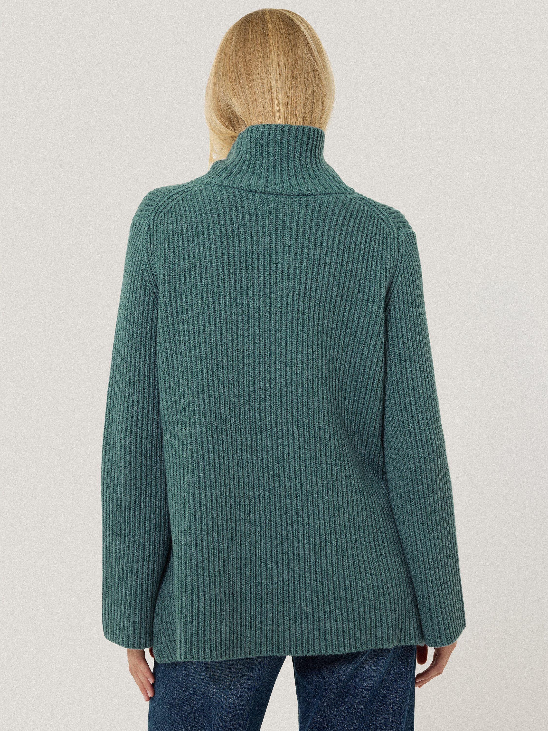 Product image 2 of 7, which shows Jigsaw Faroe Fisherman Knit Jumper, Blue, XS