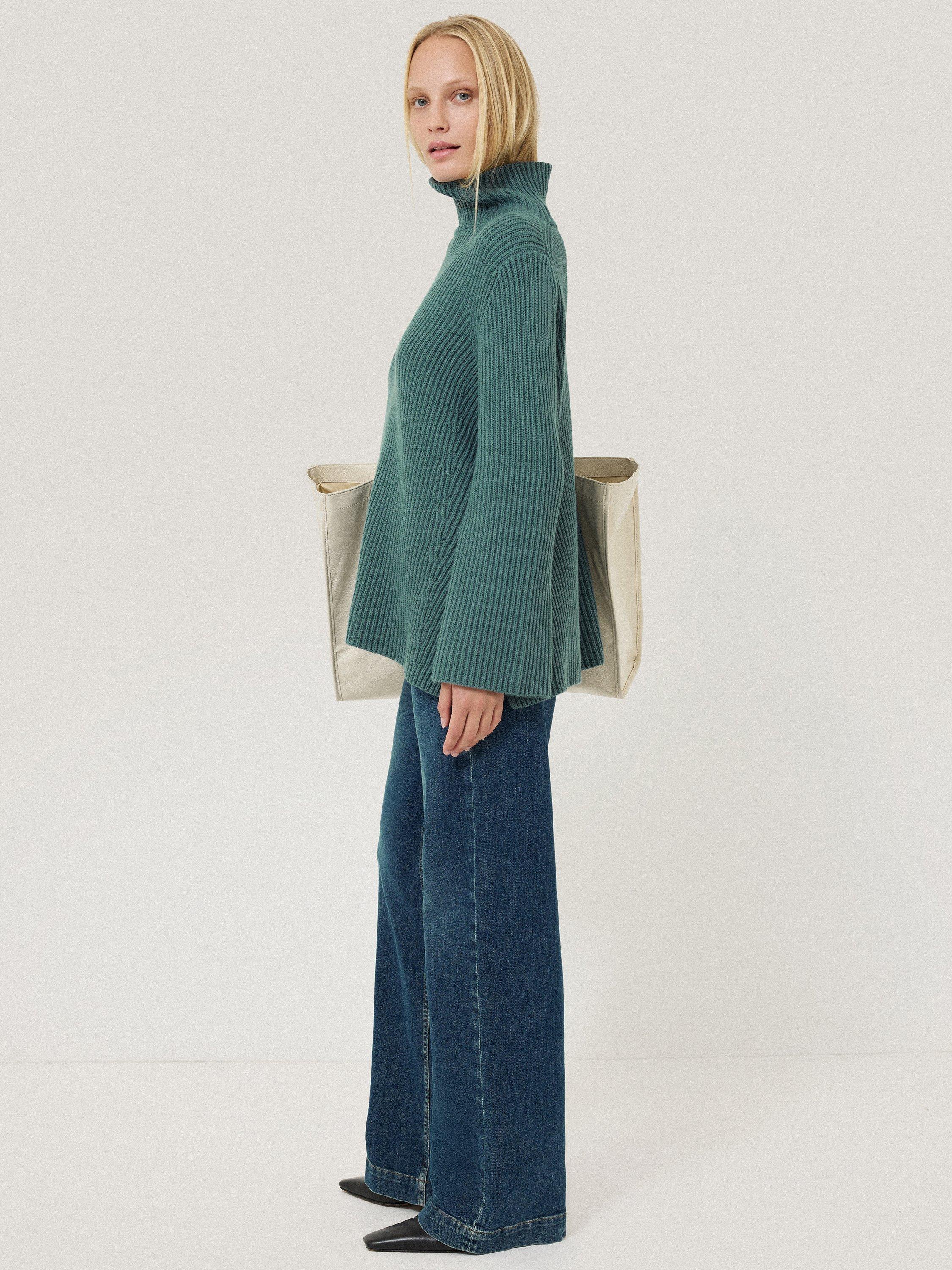 Product image 4 of 7, which shows Jigsaw Faroe Fisherman Knit Jumper, Blue, XS