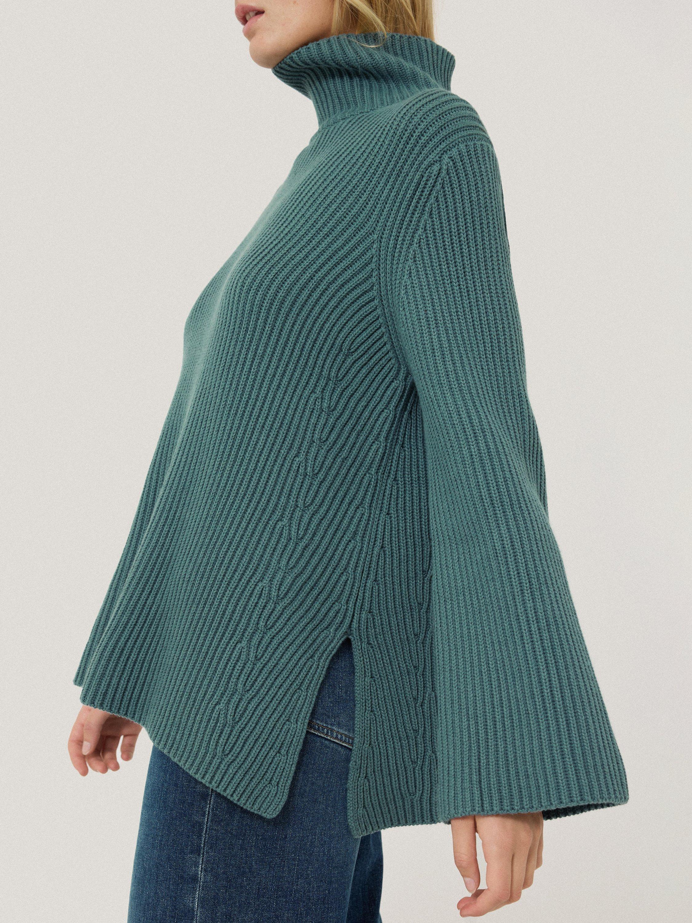 Product image 5 of 7, which shows Jigsaw Faroe Fisherman Knit Jumper, Blue, XS
