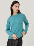 Jigsaw Compact Wool Crew Neck Jumper, Powder Blue