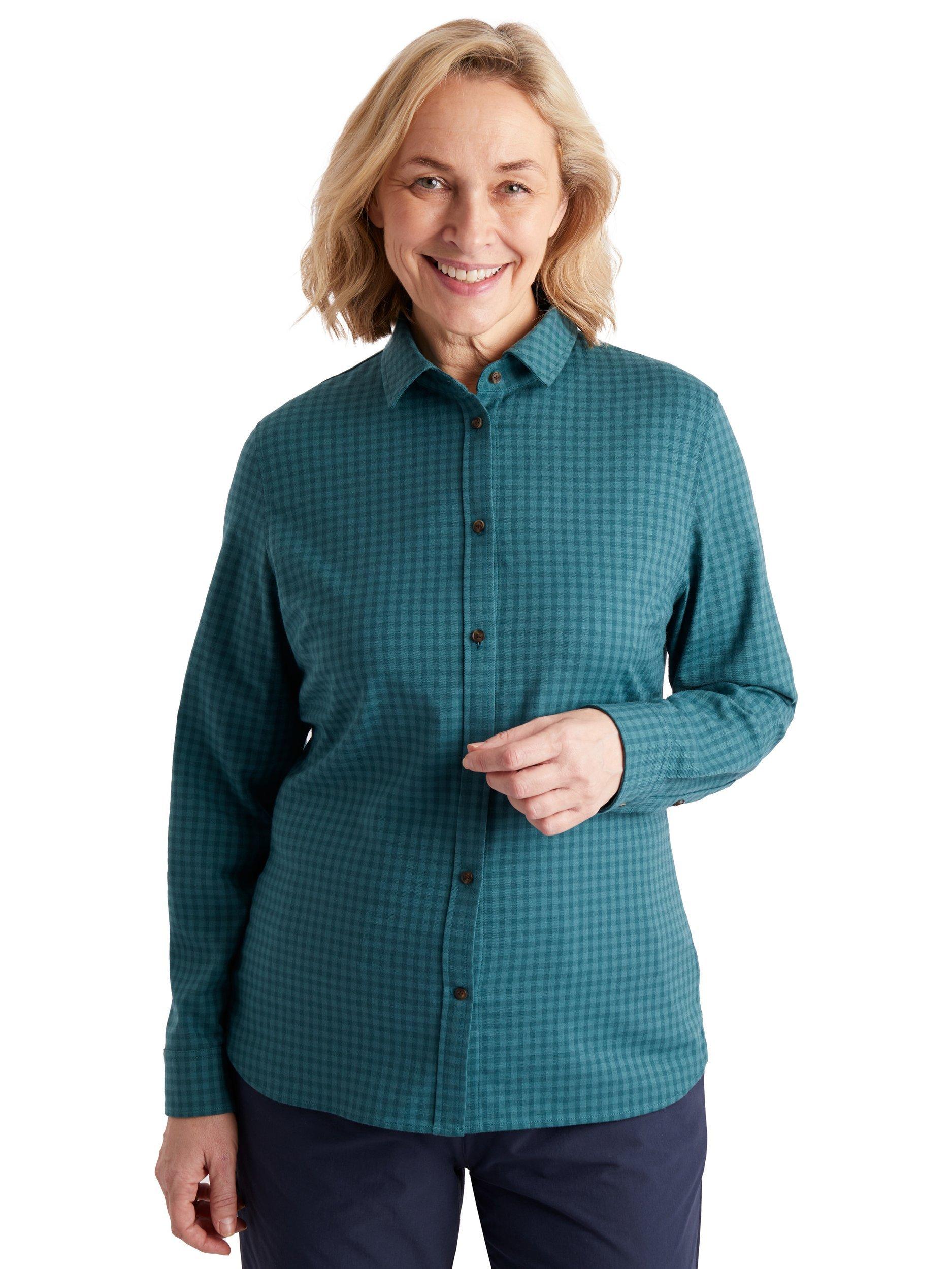 Rohan Cove Long Sleeve Check Shirt, Abyssal/Pacific Green