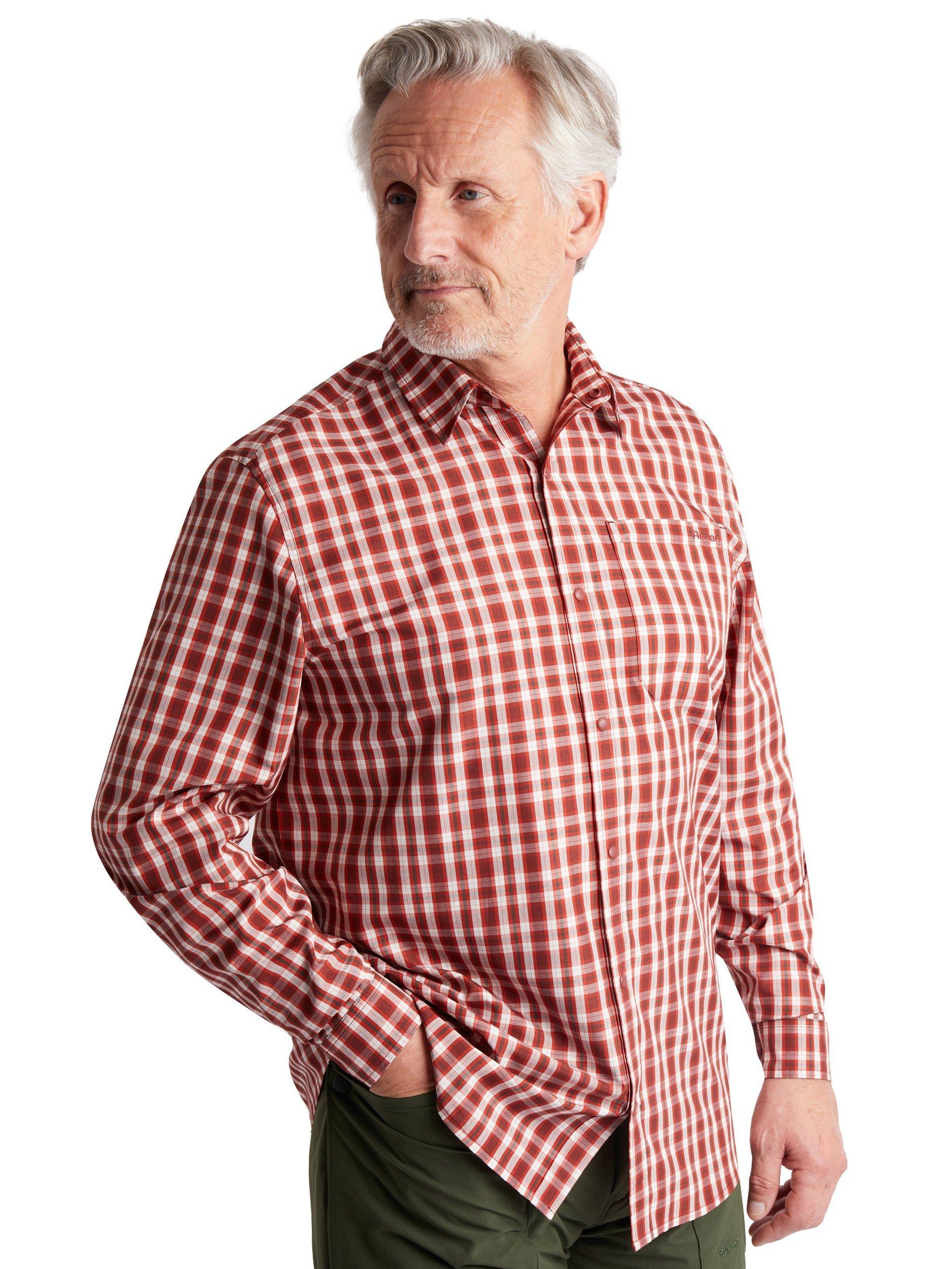 Rohan Men's Portreath Sun-Protective Check Shirt, Coast Red/Dark Olive
