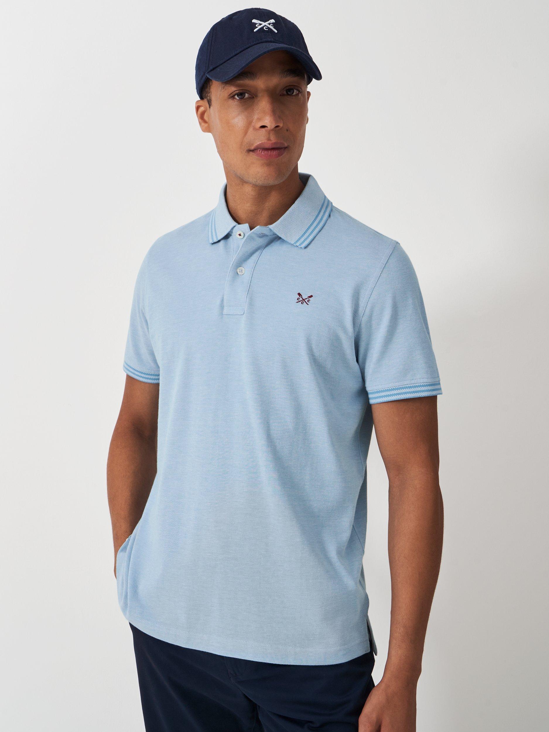 Product image 1 of 5, which shows Crew Clothing Oxford Polo Shirt, Bright Blue, XS