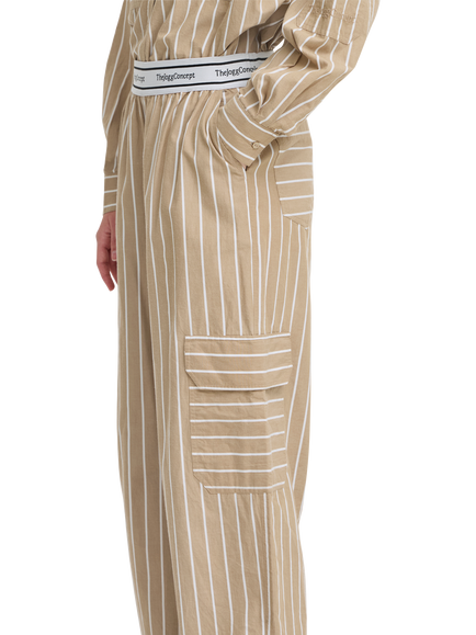 The Jogg Concept Helga Stripe Trousers, Cornstalk Mix - view 2, Cornstalk Mix