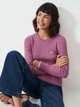 Crew Clothing Heritage Cable Knit Cashmere Blend Jumper, Light Pink