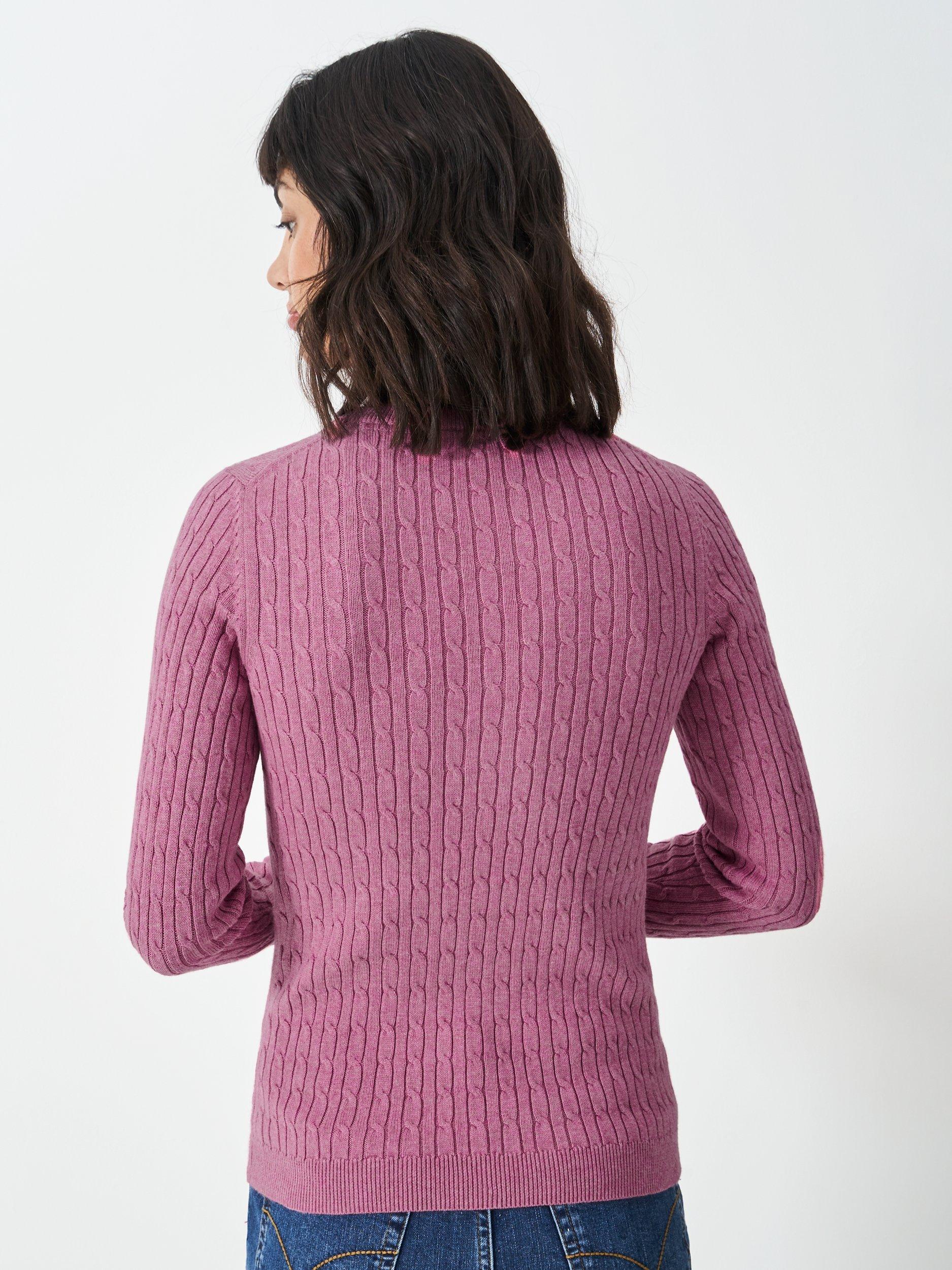 Product image 2 of 5, which shows Crew Clothing Heritage Cable Knit Cashmere Blend Jumper, Light Pink, 8