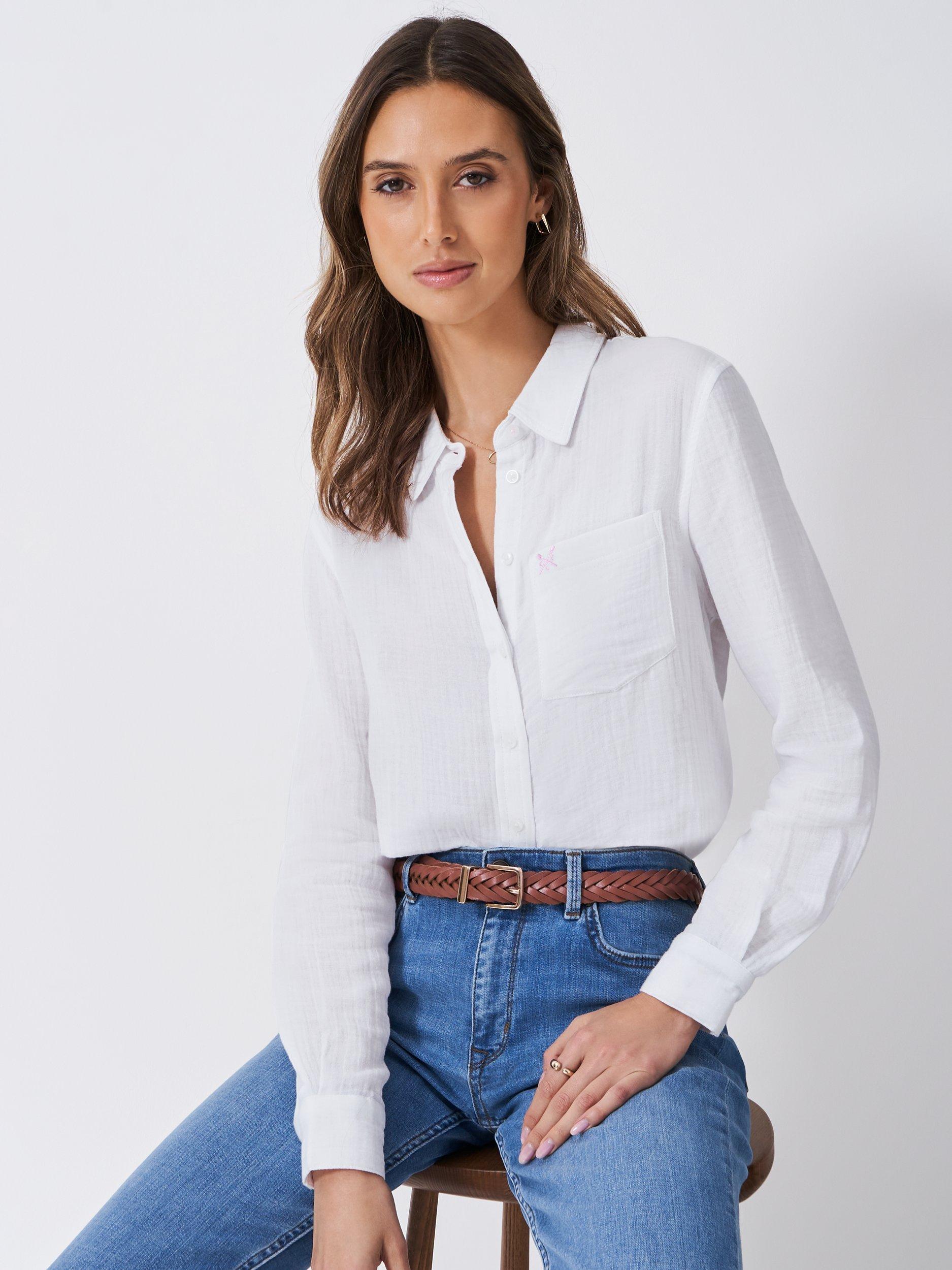 Product image 1 of 5, which shows Crew Clothing Harlie Relaxed Shirt, White, 8