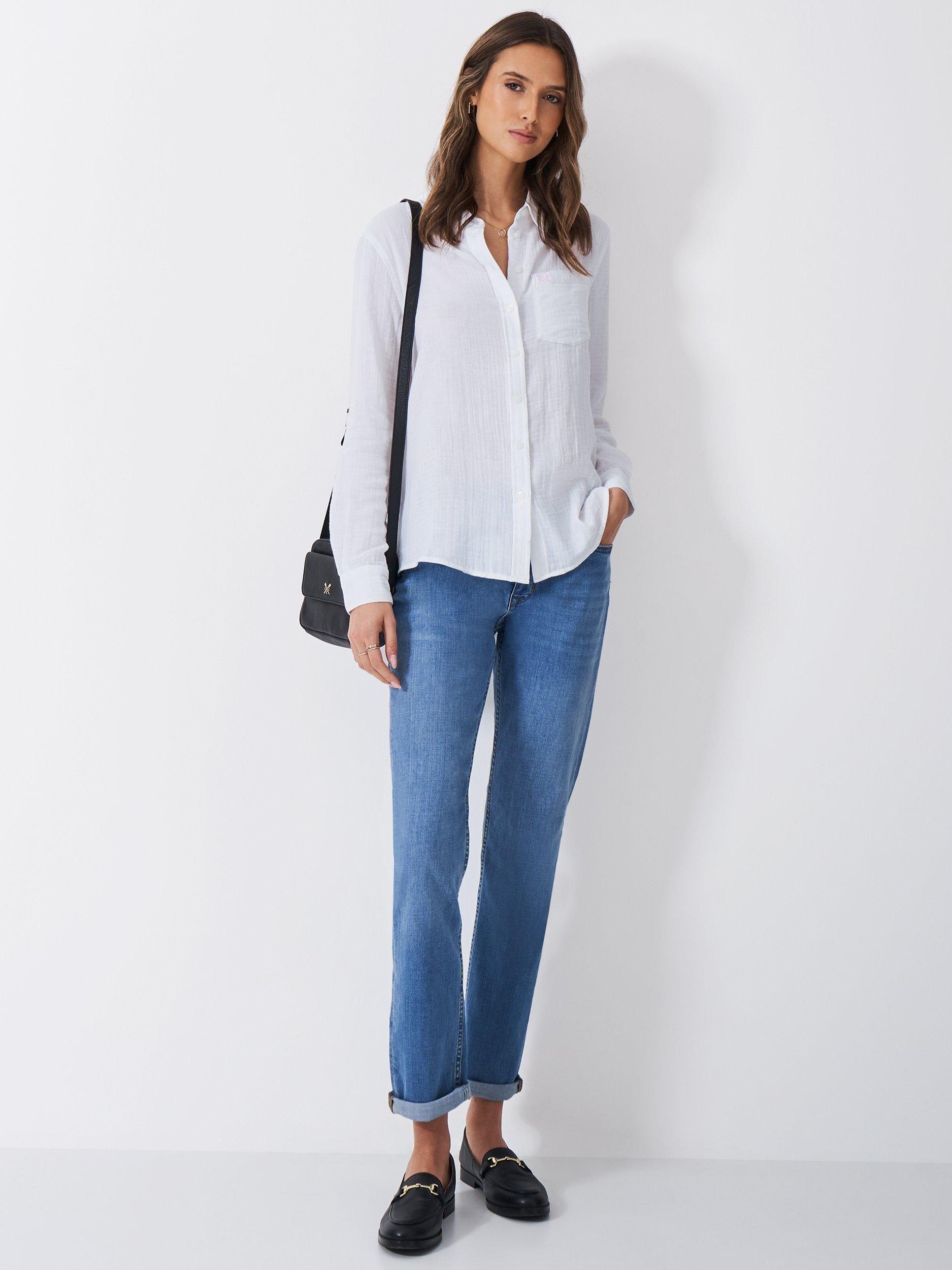 Product image 3 of 5, which shows Crew Clothing Harlie Relaxed Shirt, White, 8