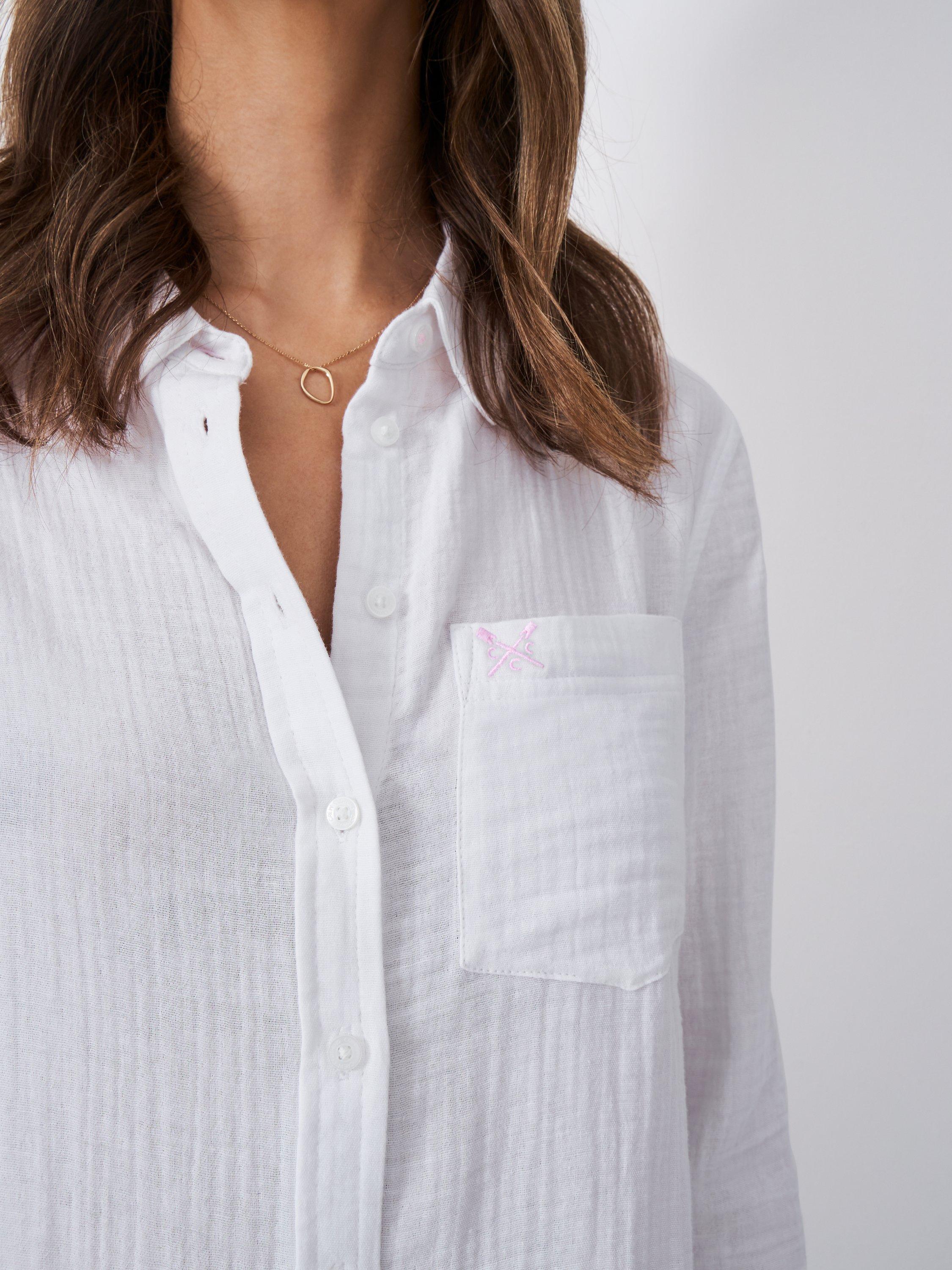 Product image 4 of 5, which shows Crew Clothing Harlie Relaxed Shirt, White, 8