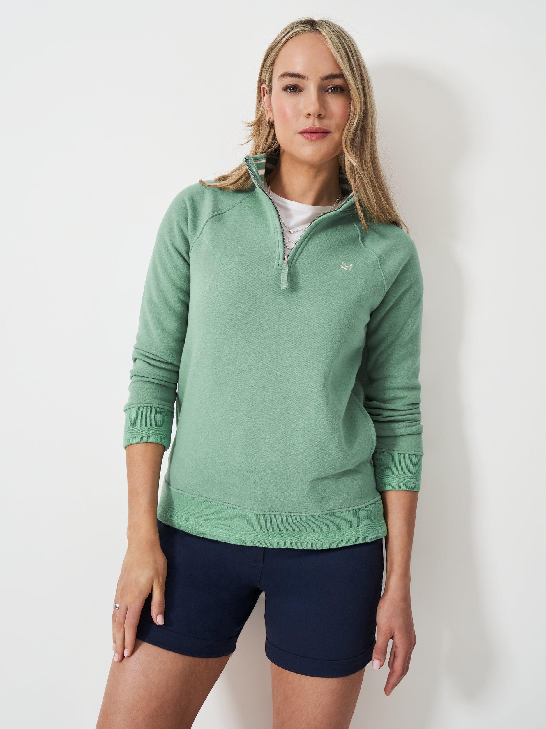 Product image 1 of 5, which shows Crew Clothing 1/2 Zip Sweatshirt, Mid Green, 8