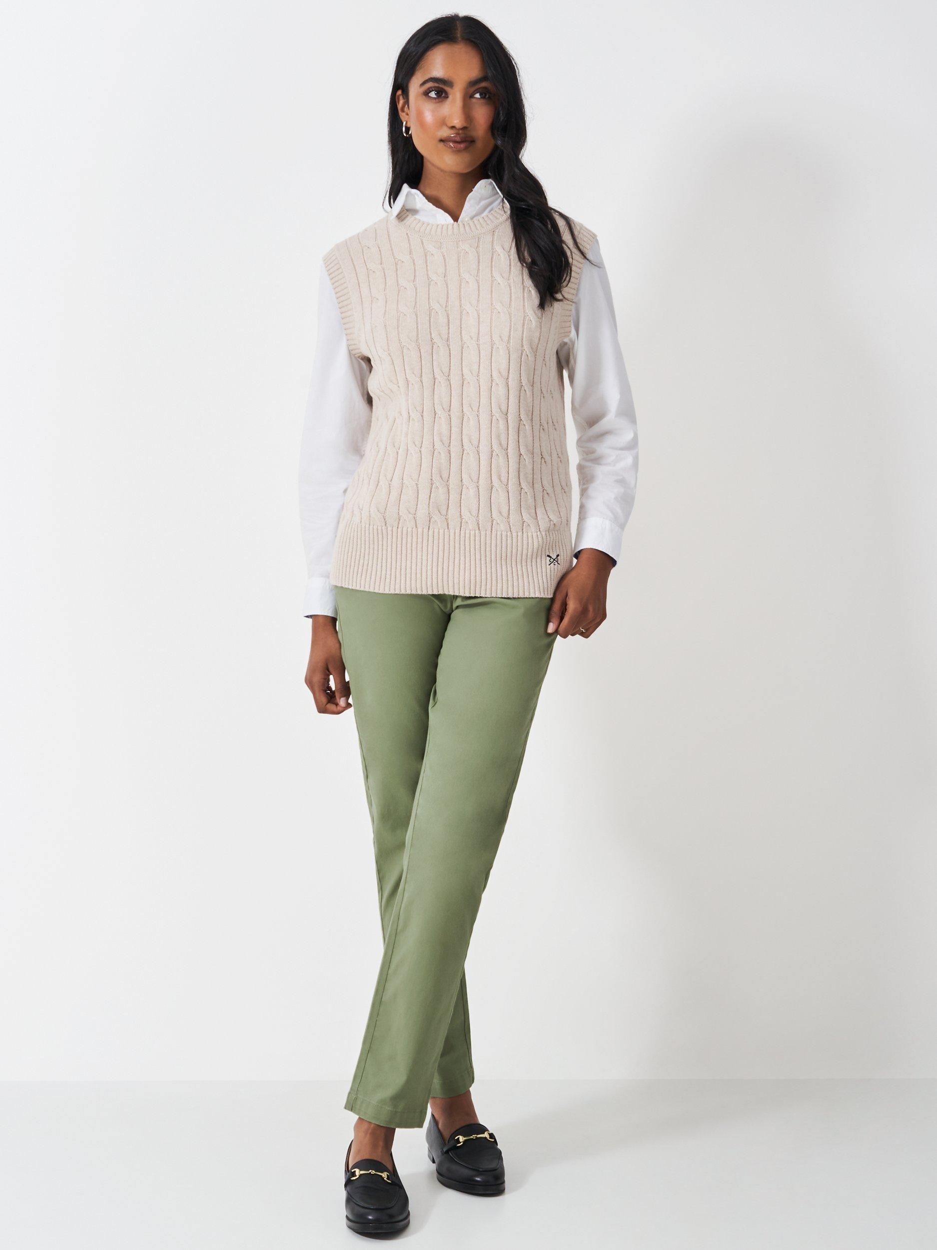 Product image 1 of 5, which shows Crew Clothing Salcombe Chino Trousers, Khaki, 8
