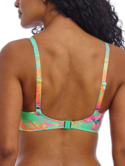 Freya Isla Underwired Plunge Bikini Top, Jade/Multi - view 2, Jade/Multi
