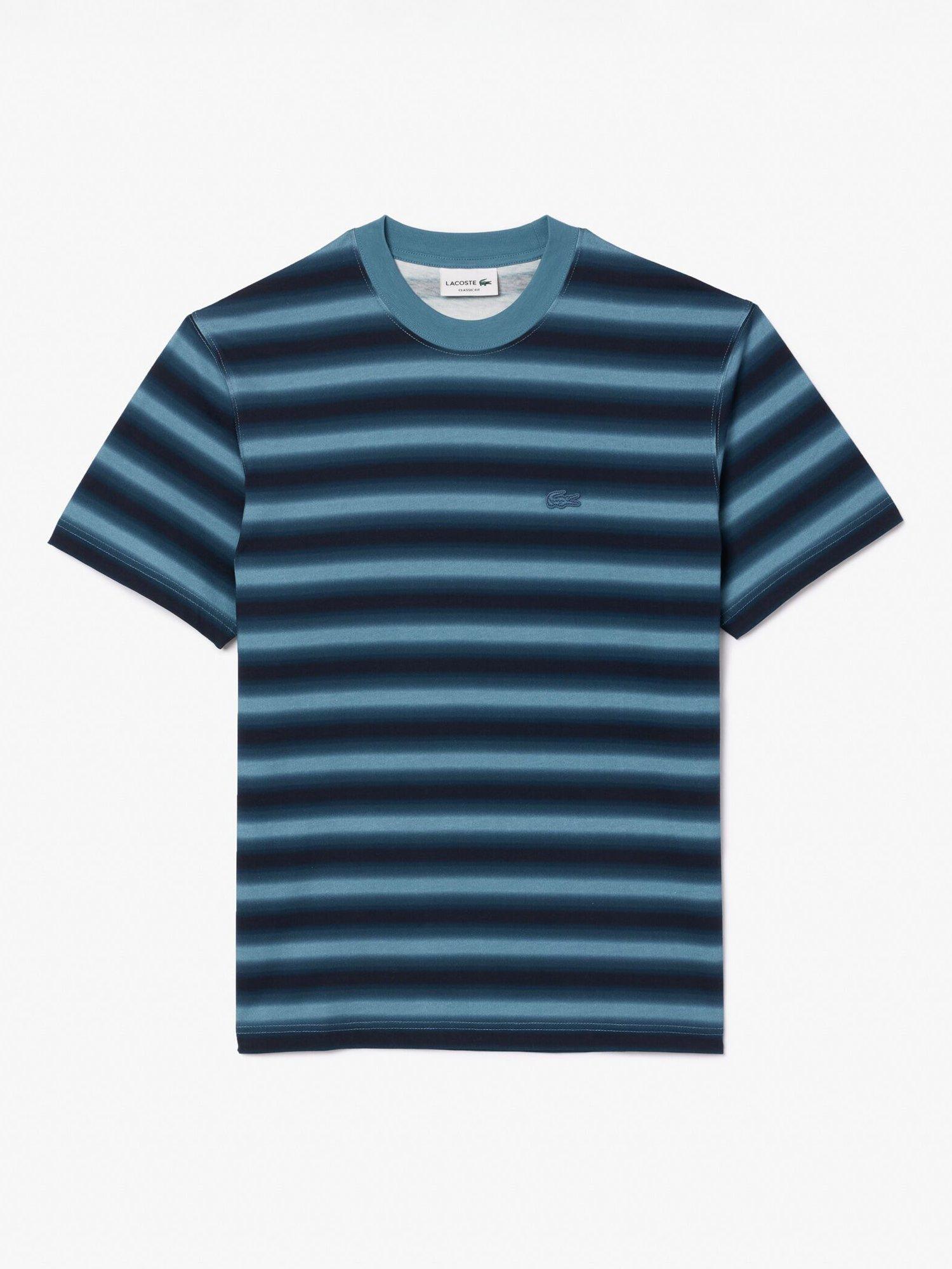 Product image 1 of 1, which shows Lacoste Summer Pack Striped T-Shirt, Blue/Multi, M