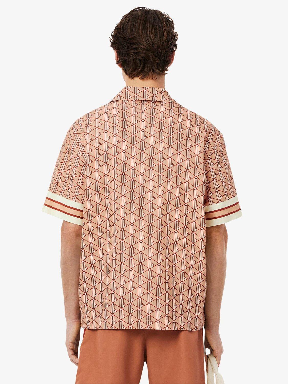 Product image 3 of 7, which shows Lacoste Monogram Woven Shirt, Brown/Multi, L