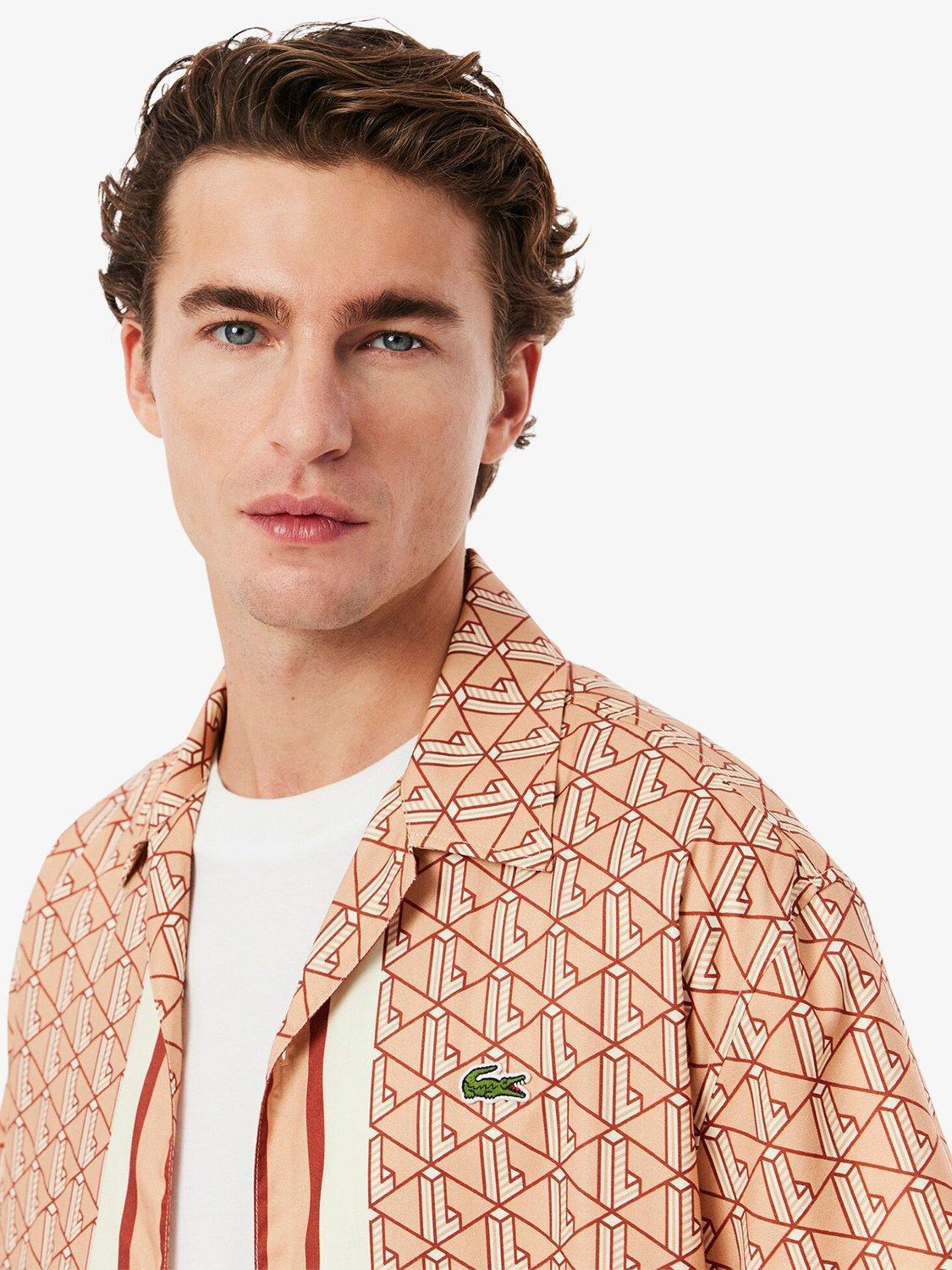 Product image 4 of 7, which shows Lacoste Monogram Woven Shirt, Brown/Multi, L