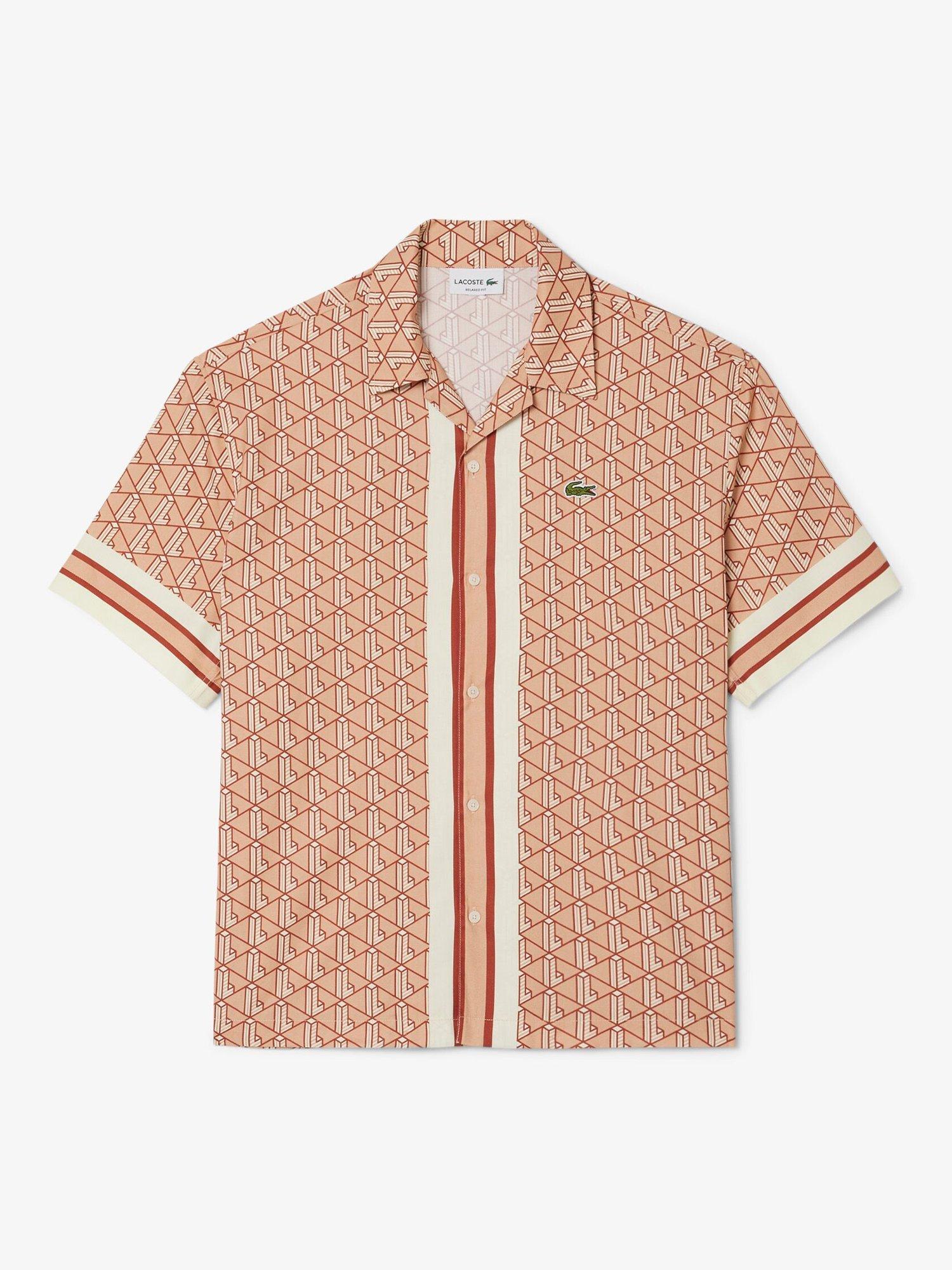 Product image 5 of 7, which shows Lacoste Monogram Woven Shirt, Brown/Multi, L