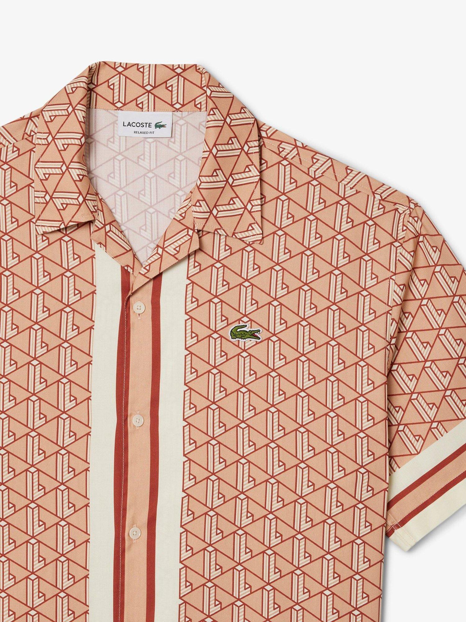 Product image 6 of 7, which shows Lacoste Monogram Woven Shirt, Brown/Multi, L