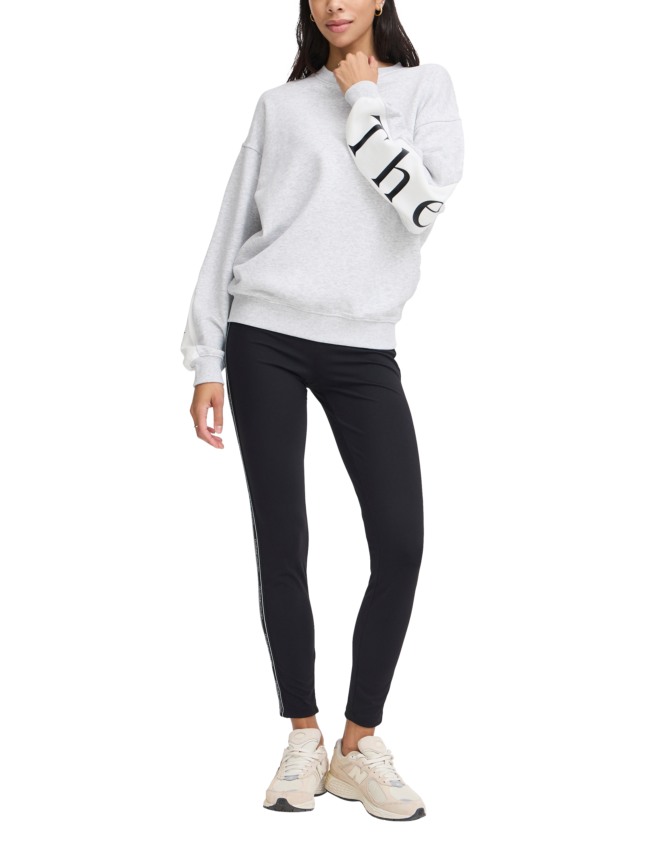 Product image 1 of 6, which shows The Jogg Concept Saja Logo Cotton Blend Sweatshirt, Grey Melange, XS