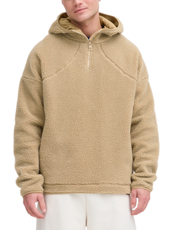 The Jogg Concept Berri Embossed Zip Neck Borg Hoodie, Cornstalk, Cornstalk