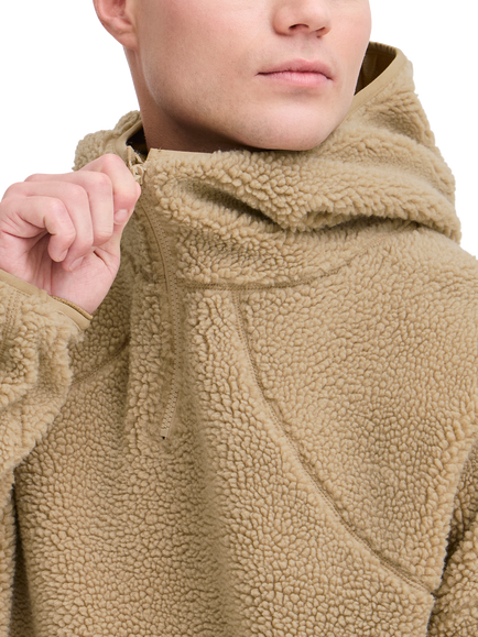 The Jogg Concept Berri Embossed Zip Neck Borg Hoodie, Cornstalk - view 2, Cornstalk