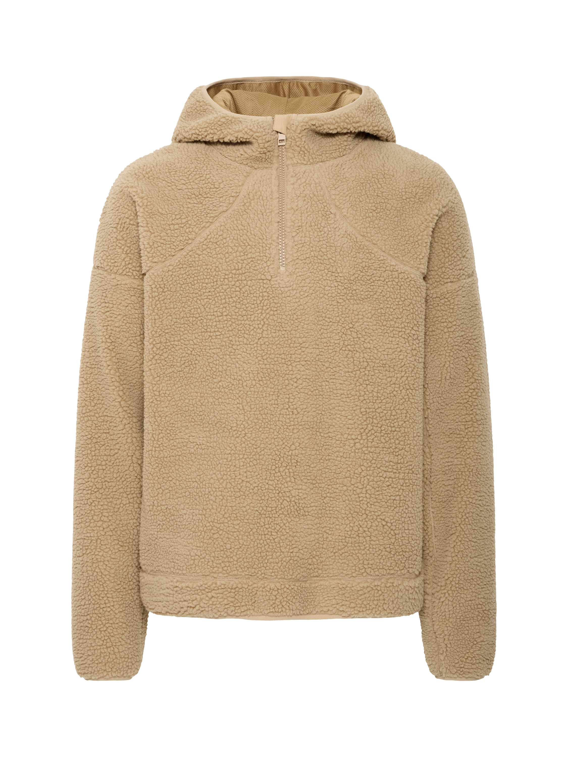 Product image 4 of 5, which shows The Jogg Concept Berri Embossed Zip Neck Borg Hoodie, Cornstalk, S
