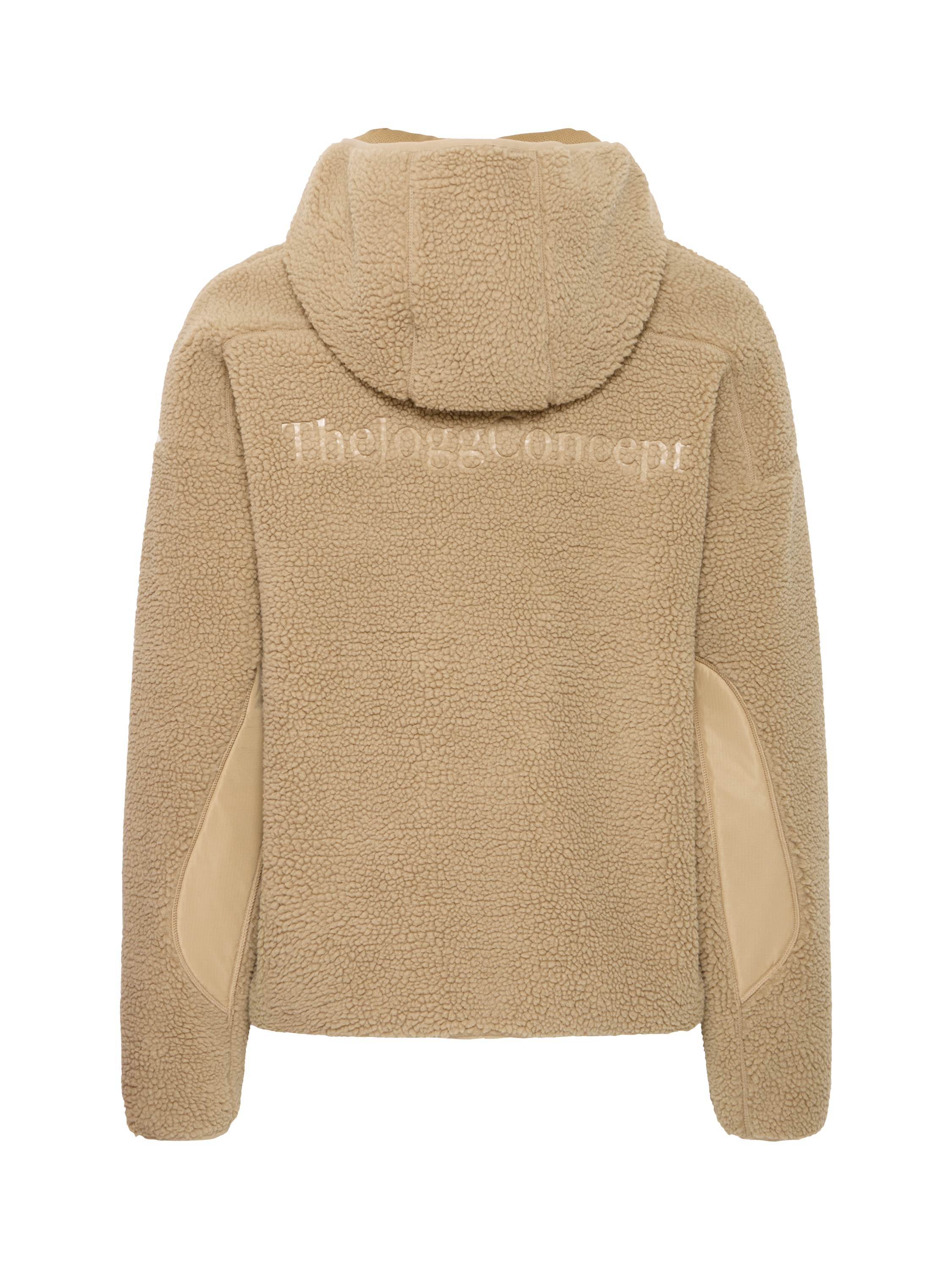 Product image 5 of 5, which shows The Jogg Concept Berri Embossed Zip Neck Borg Hoodie, Cornstalk, S