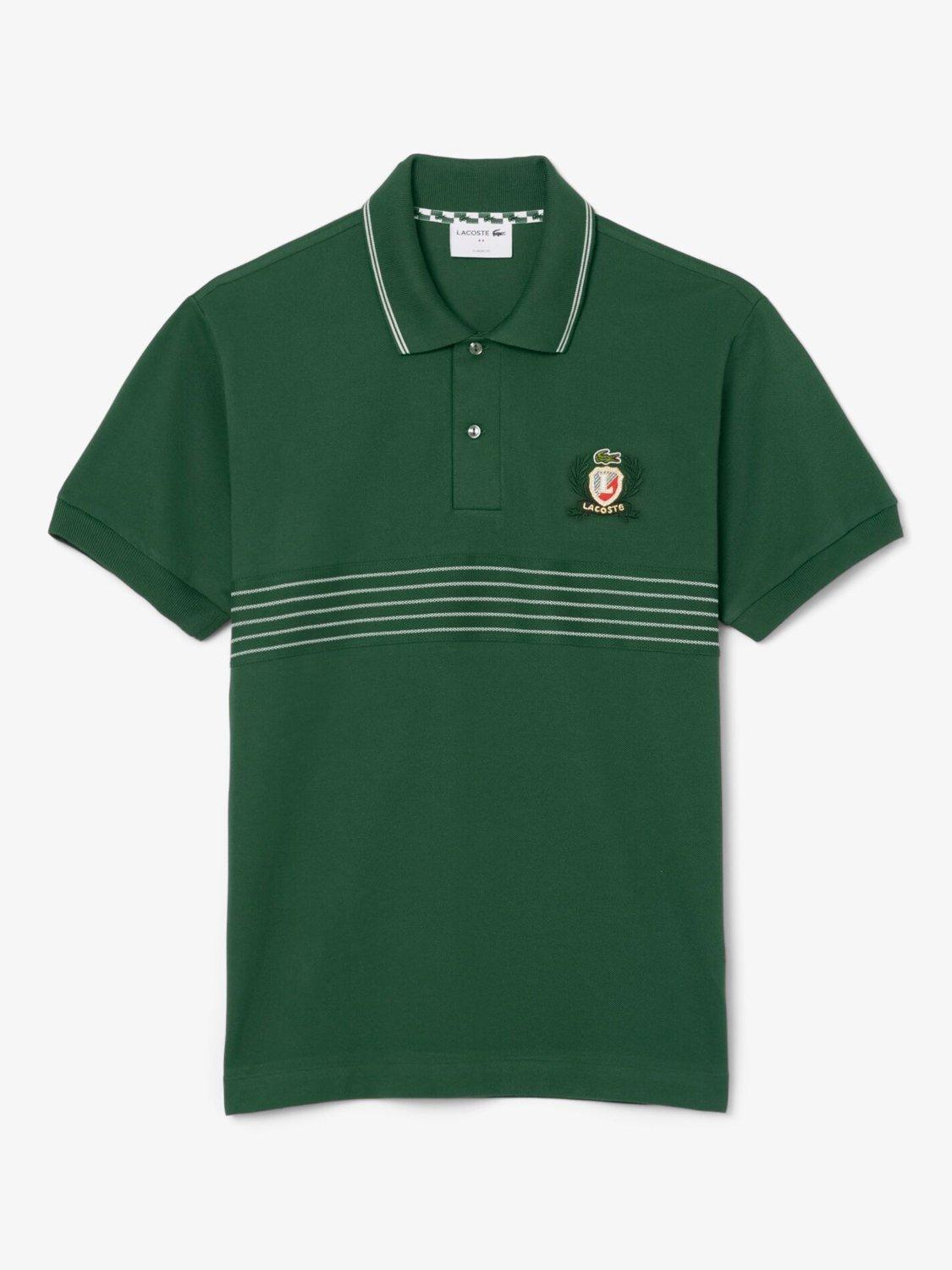 Product image 1 of 3, which shows Lacoste Cotton Regular Fit Short Sleeve Tennis Legacy Polo Shirt, Green, S