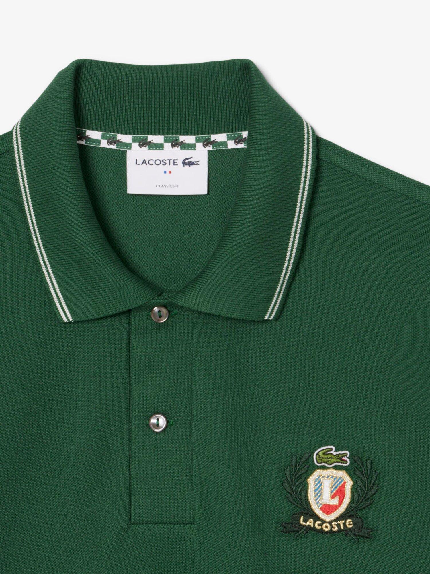 Product image 2 of 3, which shows Lacoste Cotton Regular Fit Short Sleeve Tennis Legacy Polo Shirt, Green, S