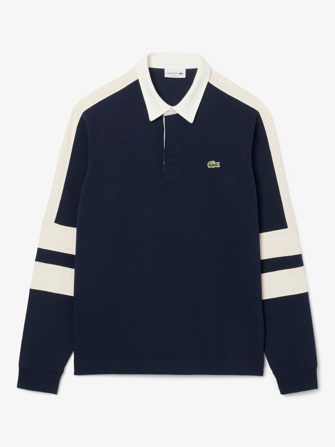 Product image 5 of 7, which shows Lacoste Cotton Regular Fit Long Sleeve Tennis Legacy Polo Shirt, Navy Blue, M