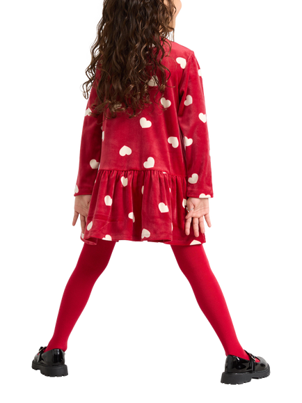 Lindex Kids' Velour Heart Print Tunic, Dark Dusty Red - view 2, Dark Dusty Red