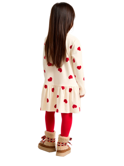 Lindex Kids' Velour Heart Print Tunic, Light Beige - view 2, Light Beige