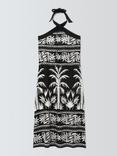 John Lewis Maxi Halterneck Linen Blend Beach Dress, Mono
