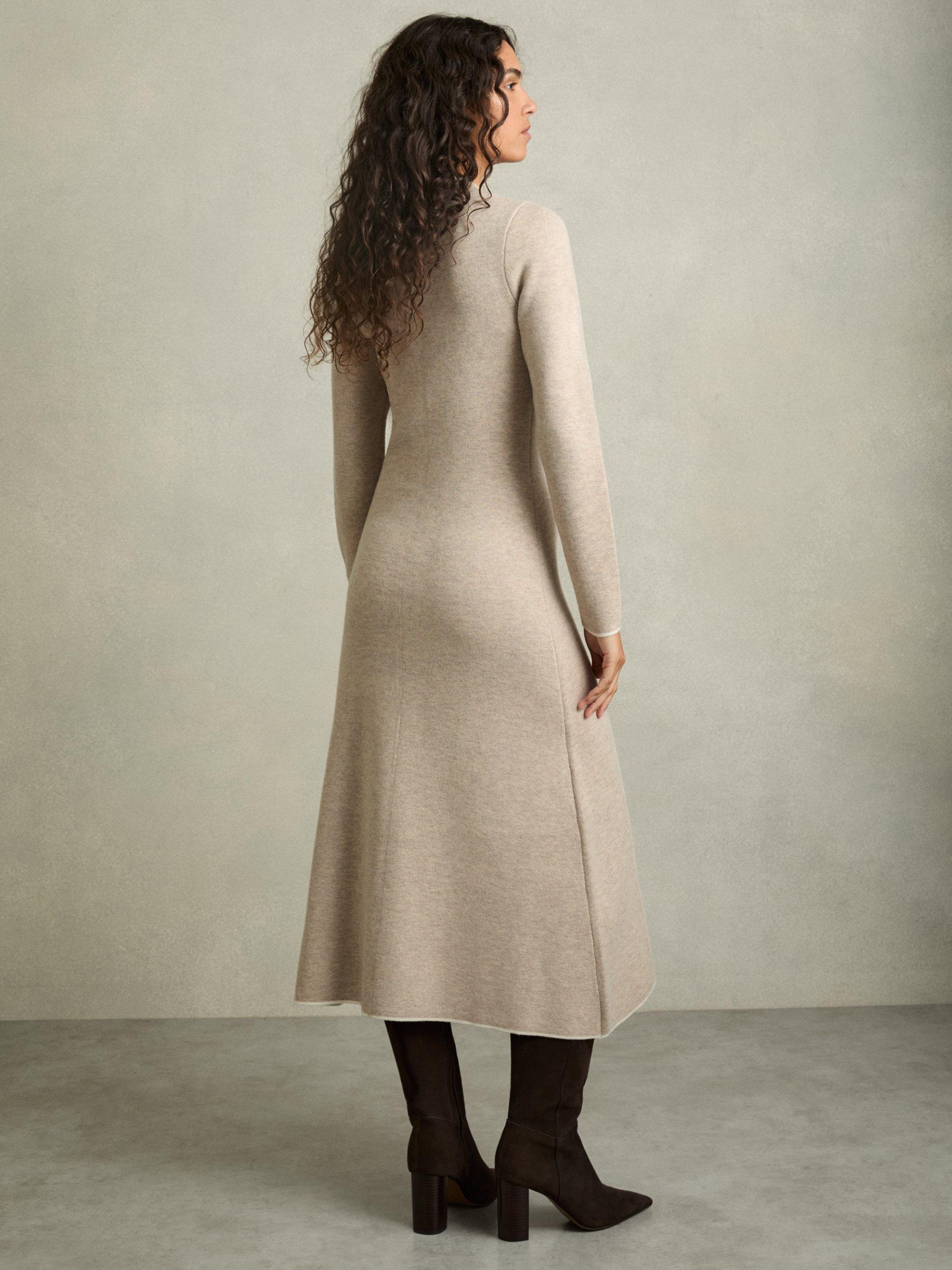 Product image 2 of 5, which shows Reiss Mila Wool Blend Jumper Dress, Neutral, XS