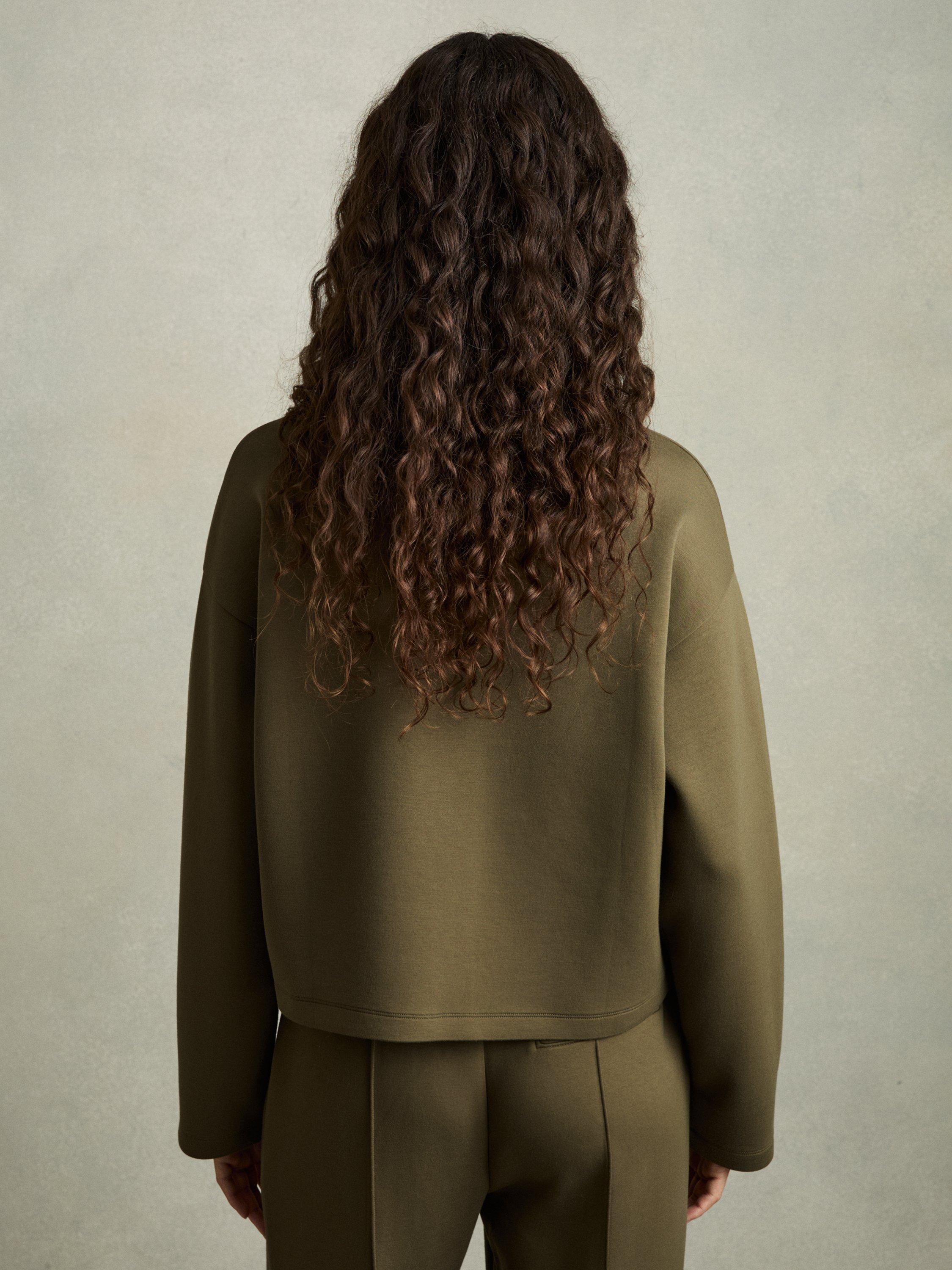Product image 2 of 5, which shows Reiss Iris High Neck Sweatshirt, Khaki, XS