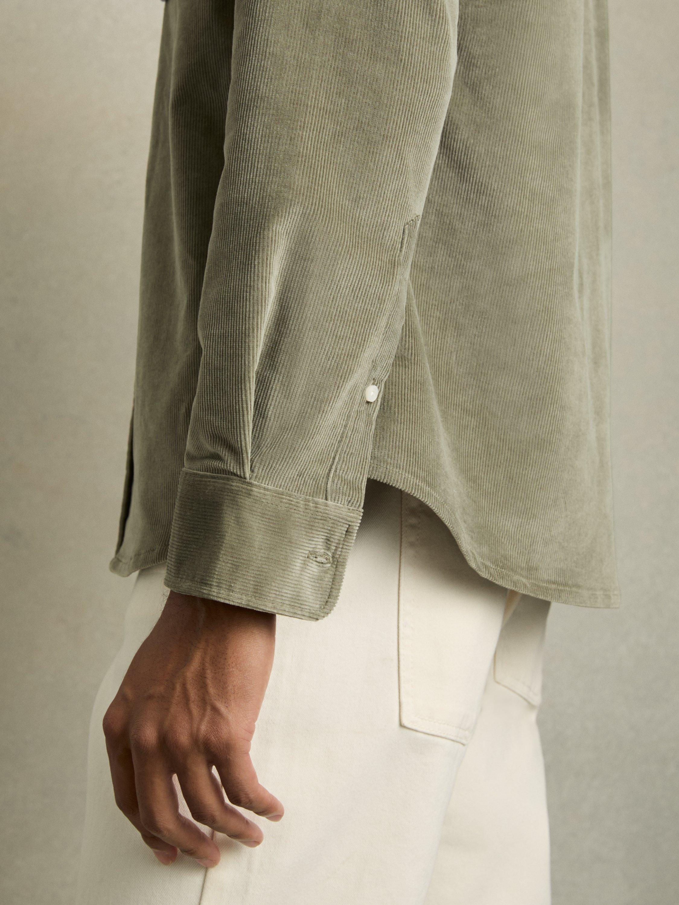 Product image 4 of 5, which shows Reiss Tucci Cotton Blend Corduroy Overshirt, Sage, XS