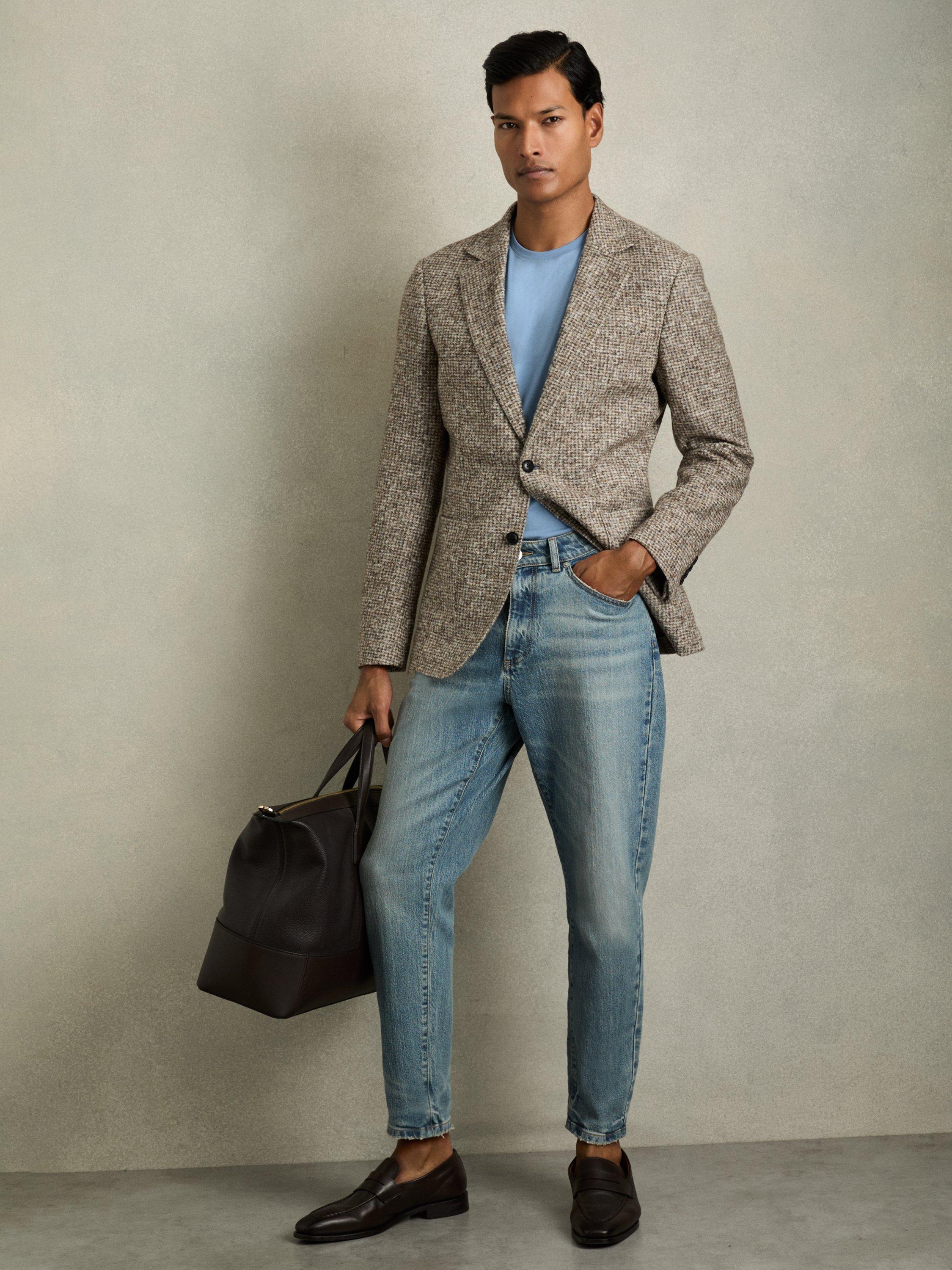 Product image 2 of 5, which shows Reiss Bless Cotton Crew Neck T-Shirt, Dusty Blue, XS